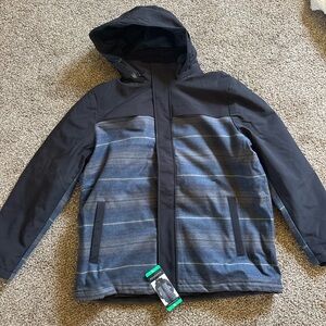 Pendleton Men's Hooded Jacket in Black and Blue Stripes